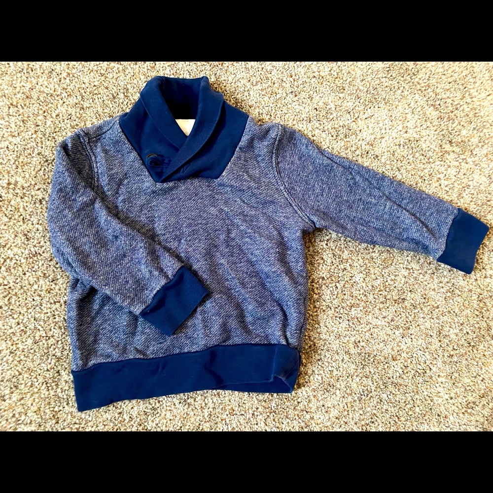 Collard, navy blue pullover sweater. 18-24 months.